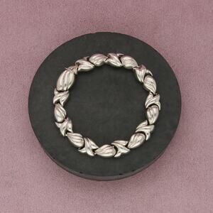 sterling silver vintage italian made scalloped link bracelet size 7.5in